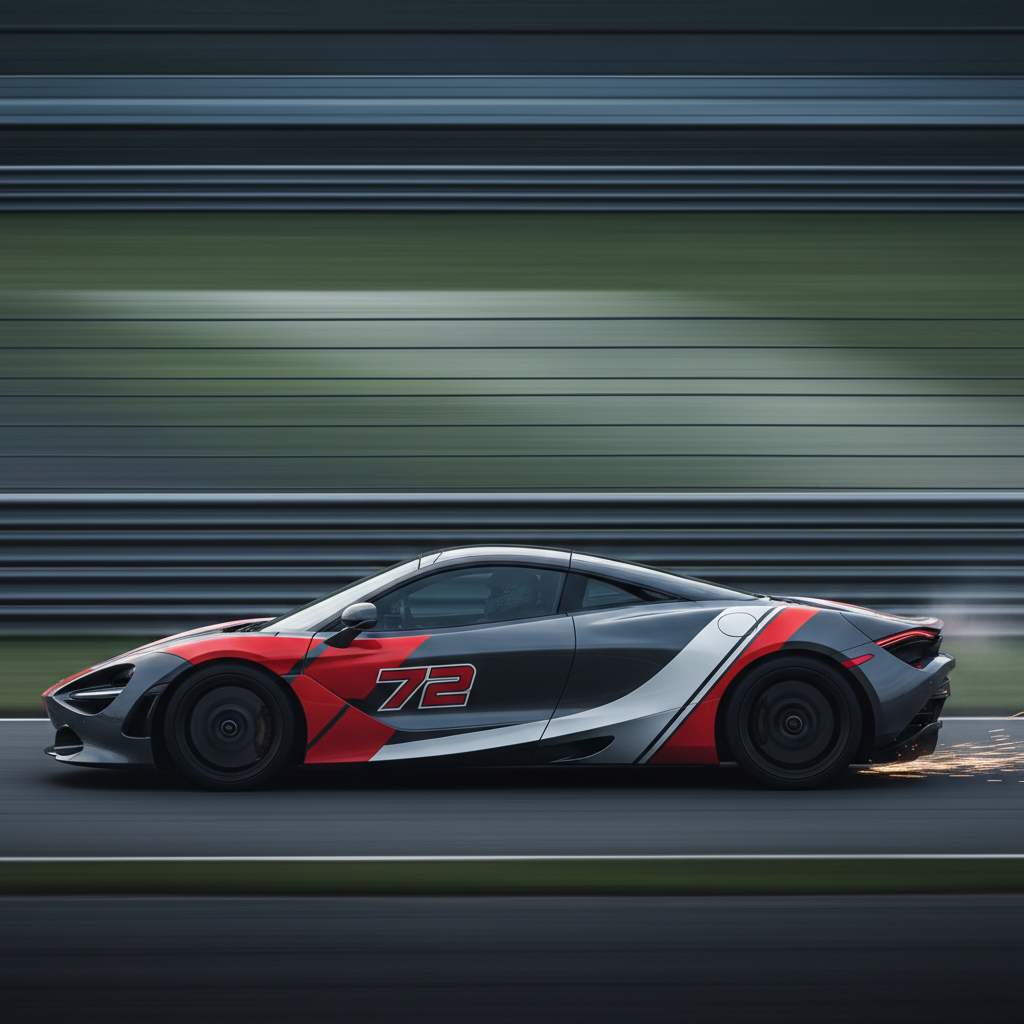Racing graphics on a sports coupe